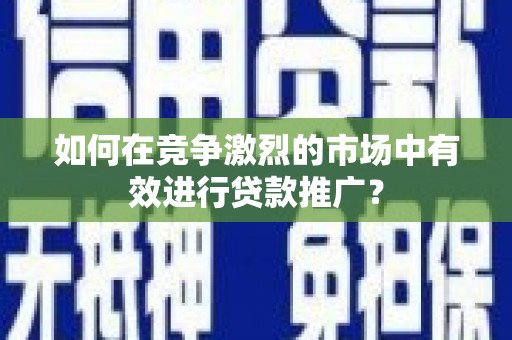 狮潭如何在竞争激烈的市场中有效进行贷款推广？