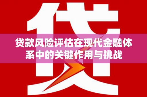 狮潭贷款风险评估在现代金融体系中的关键作用与挑战