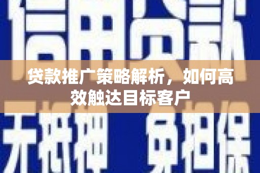 狮潭贷款推广策略解析，如何高效触达目标客户