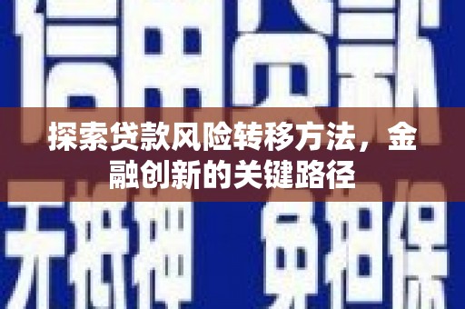 狮潭探索贷款风险转移方法，金融创新的关键路径