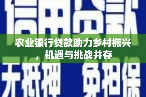 狮潭农业银行贷款助力乡村振兴，机遇与挑战并存