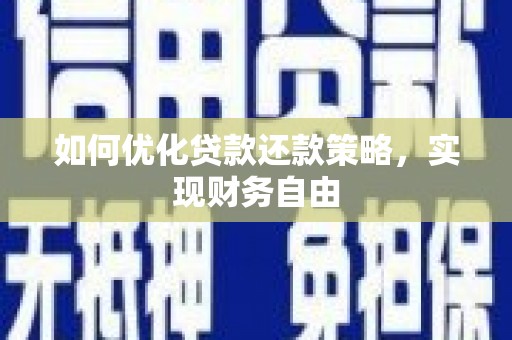 狮潭如何优化贷款还款策略，实现财务自由