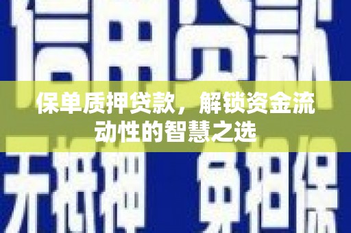 狮潭保单质押贷款，解锁资金流动性的智慧之选